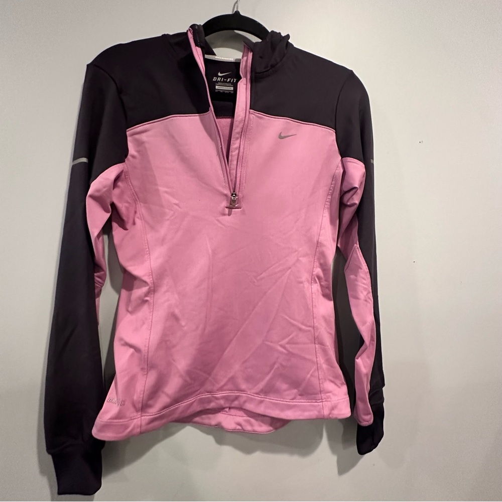 Nike Pink and Black Pullover Hoodie